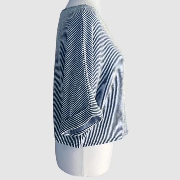 Caution to the Wind Striped Cropped Short Sleeve Top Blue/White, Size Medium - Picture 3 of 4